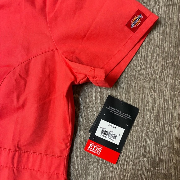 Red Women's V-Neck Scrub Top - Picture 2 of 4